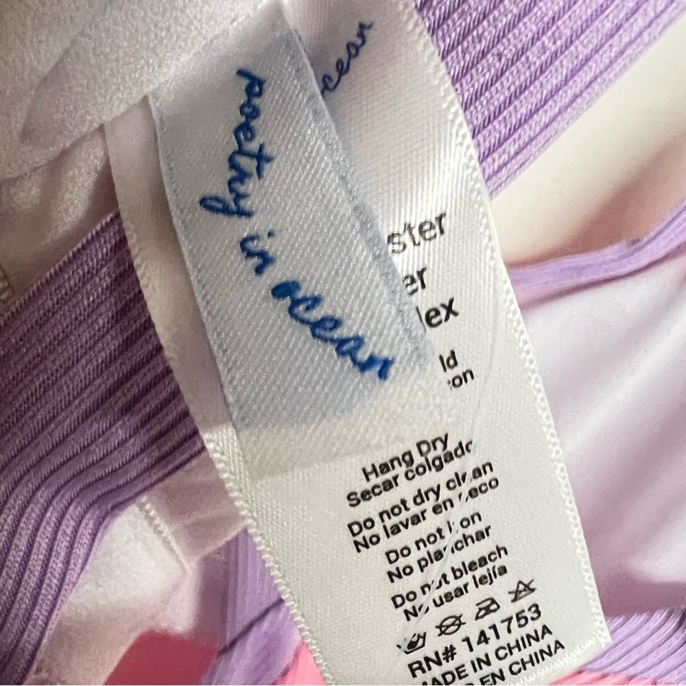 New Poetry In Ocean Pink Purple Colorblock One Piece Bathing Suit Swimsuit - Picture 4 of 5